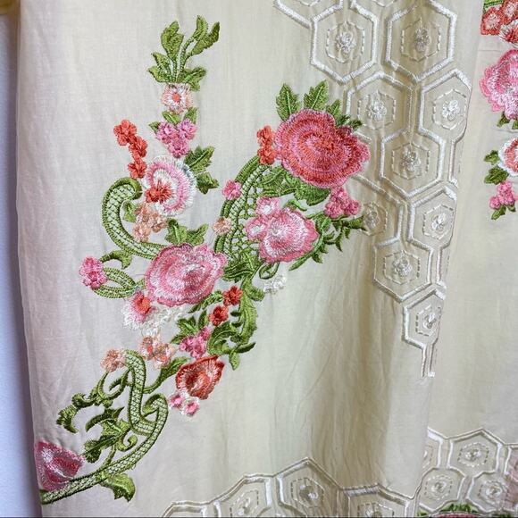 Bend the Trend | Yellow Tunic Blouse Long Sleeve Top Beads Embroidery Tassels - Picture 9 of 11